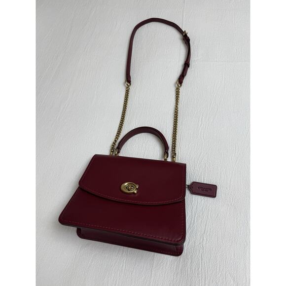 Coach Handbags - Coach Parker Top Handle Bag, Maroon Red Leather, Crossbody Bag, Satchel